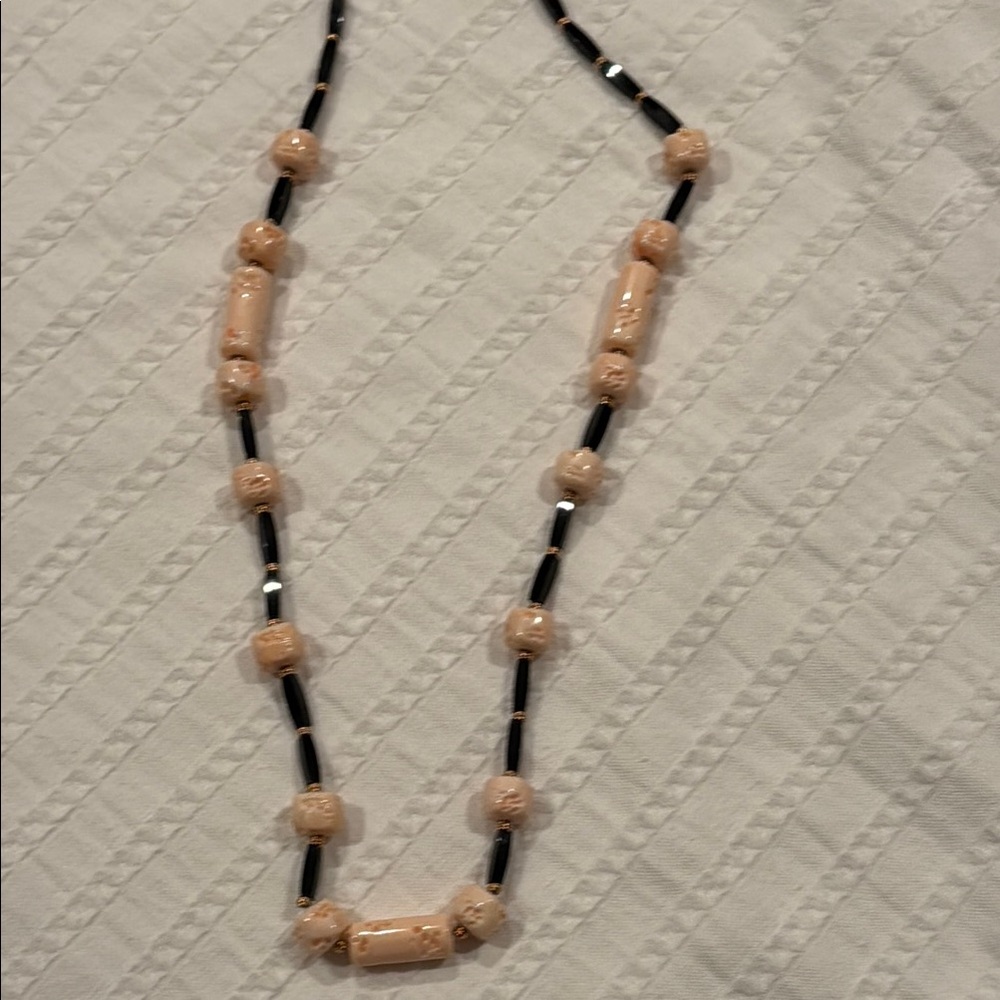 Givenchy vintage Black and Pink Beaded Necklace